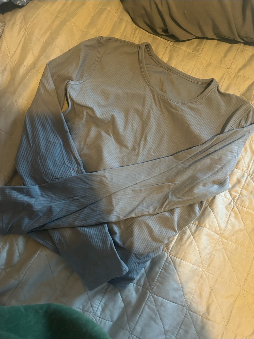 Lululemon all it takes Long Sleeve Ribbed Top in grey back cut out
